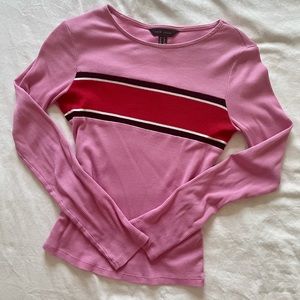 Pink Longsleeve Tee with Stripe
